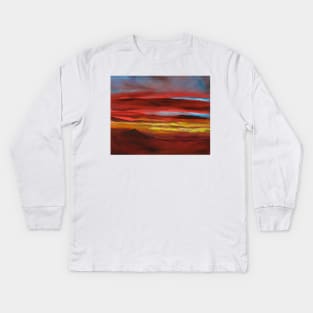 Koko Head Sunrise. As I looked over my lanai on an early morning the colorful sunrise struck me with all of its colorful glory and I quickly snapped a picture and painted it.  This is my painting. Kids Long Sleeve T-Shirt